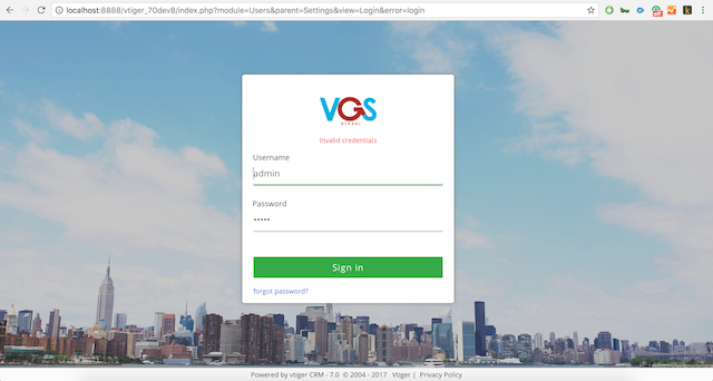 vtiger login screen logo